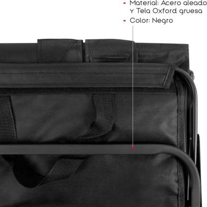 Carro de Playa Plegable con Asa | Material Acero y Tela Oxford | Color Negro | 4 Ruedas silenciosas de 360º | Medidas 76x49x63/86 cm | Peso Máx 120 Kg | Palanca Push-Pull Ajustable