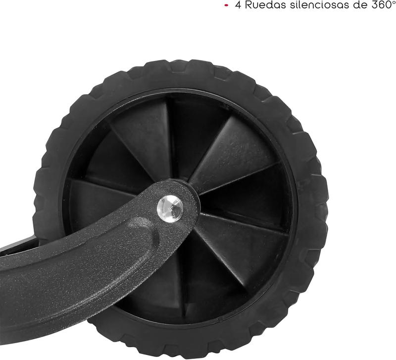 Carro de Playa Plegable con Asa | Material Acero y Tela Oxford | Color Negro | 4 Ruedas silenciosas de 360º | Medidas 76x49x63/86 cm | Peso Máx 120 Kg | Palanca Push-Pull Ajustable