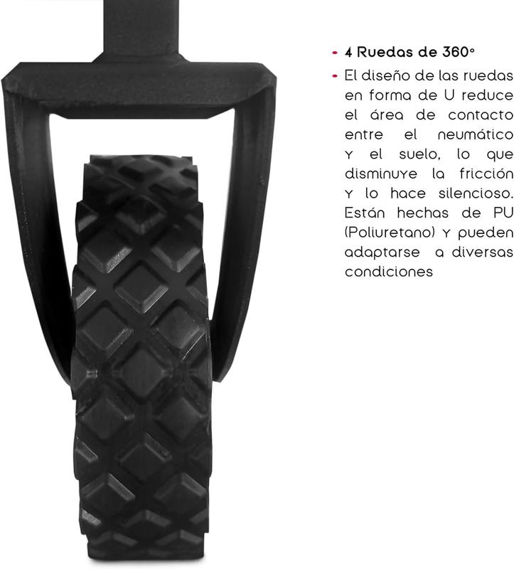 Carro de Playa Plegable con Asa | Material Acero y Tela Oxford | Color Negro | 4 Ruedas silenciosas de 360º | Medidas 76x49x63/86 cm | Peso Máx 120 Kg | Palanca Push-Pull Ajustable