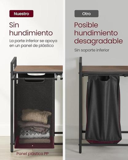 Cesto para Ropa Sucia con 2 Bolsas Extraíbles de 46L, Estante Superior y Estructura Metálica Resistente, Organizador para Baño y Dormitorio