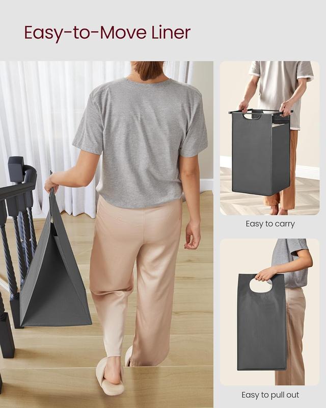 Cesto para Ropa Sucia con 2 Bolsas Extraíbles de 46L, Estante Superior y Estructura Metálica Resistente, Organizador para Baño y Dormitorio