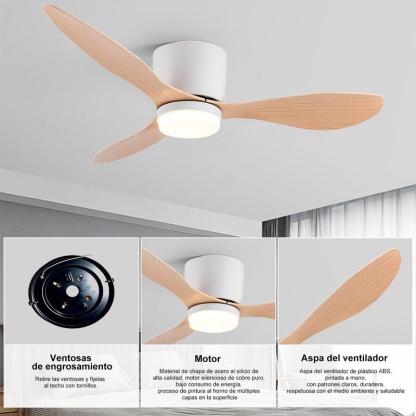 LED Ventilador de Techo 42" con Luz LED Regulable – 3000K-6000K, 85-265V，Blanco/Madera Claro/Negro/Nogal Negro