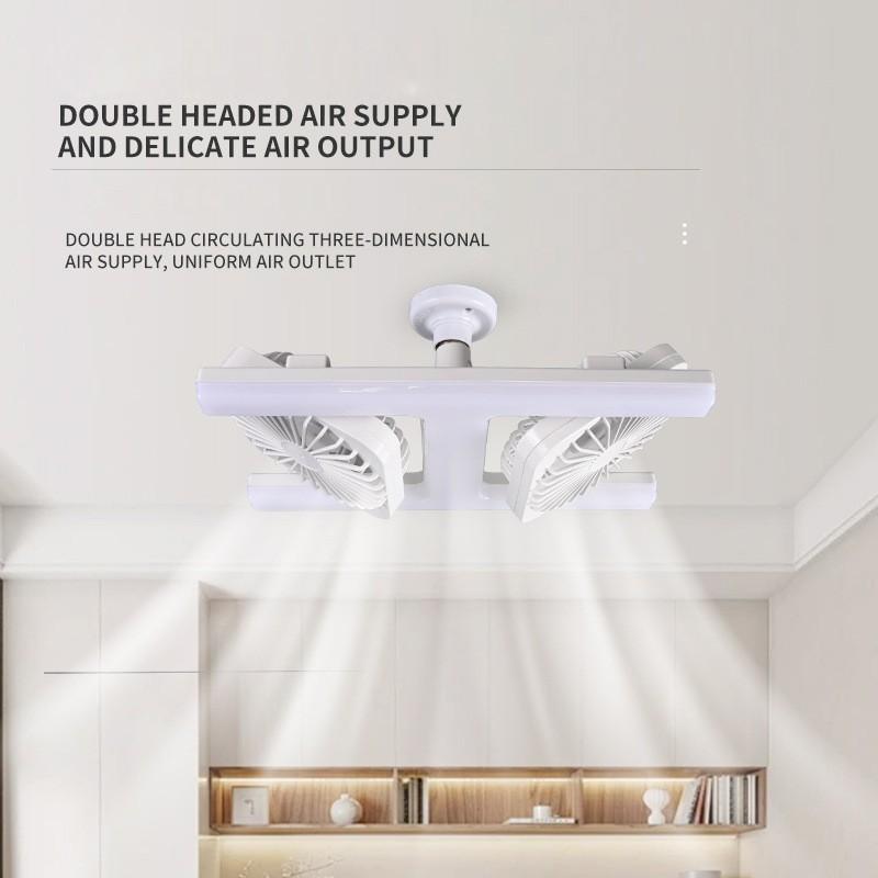 Double Row H-Shaped Ceiling Fan Light, E27/e26 Socket, LED Dimmable, Remote Control, Adjustable Angle, Quiet, for Bedroom, Kitchen, Office