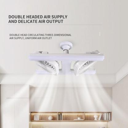 Double Row H-Shaped Ceiling Fan Light, E27/e26 Socket, LED Dimmable, Remote Control, Adjustable Angle, Quiet, for Bedroom, Kitchen, Office