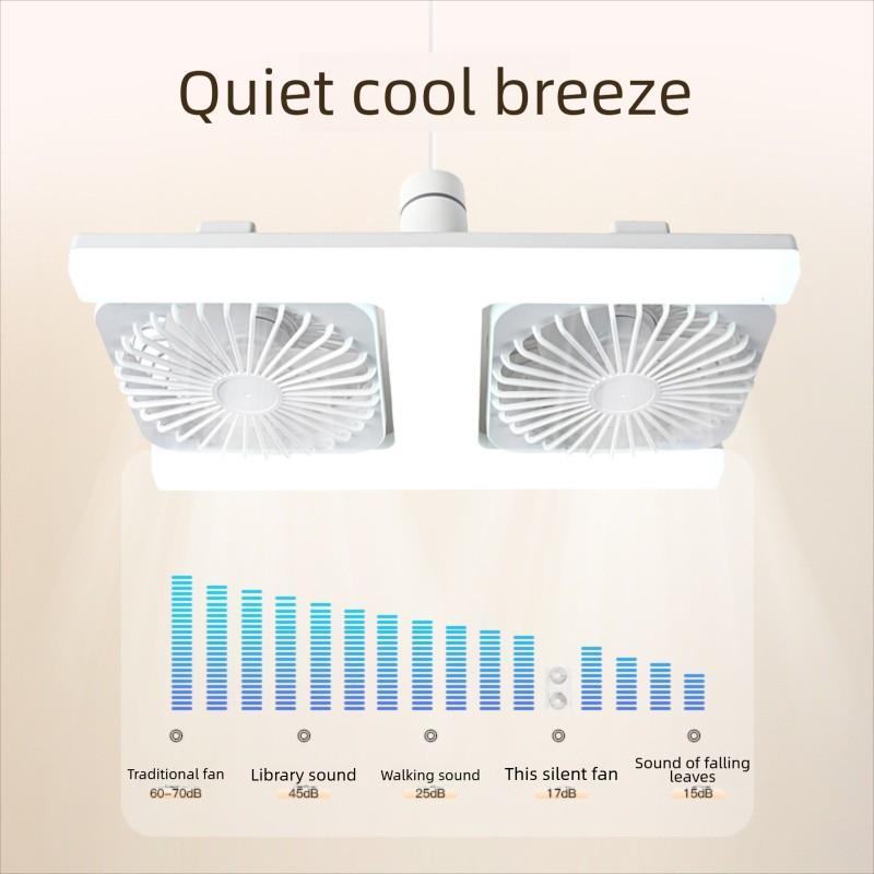 Double Row H-Shaped Ceiling Fan Light, E27/e26 Socket, LED Dimmable, Remote Control, Adjustable Angle, Quiet, for Bedroom, Kitchen, Office