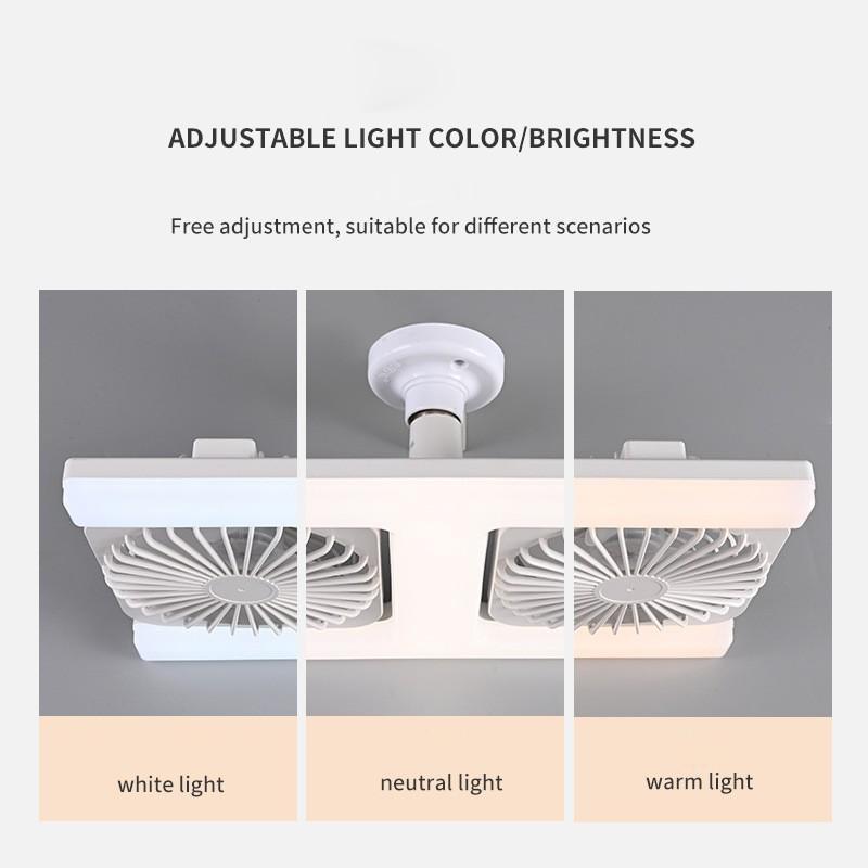 Double Row H-Shaped Ceiling Fan Light, E27/e26 Socket, LED Dimmable, Remote Control, Adjustable Angle, Quiet, for Bedroom, Kitchen, Office