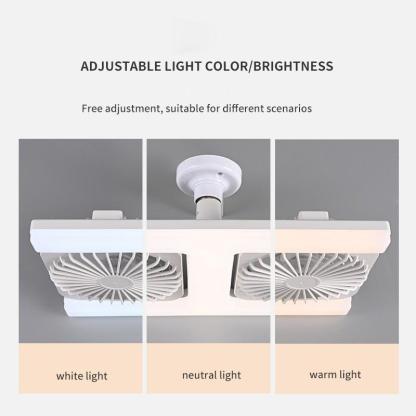 Double Row H-Shaped Ceiling Fan Light, E27/e26 Socket, LED Dimmable, Remote Control, Adjustable Angle, Quiet, for Bedroom, Kitchen, Office