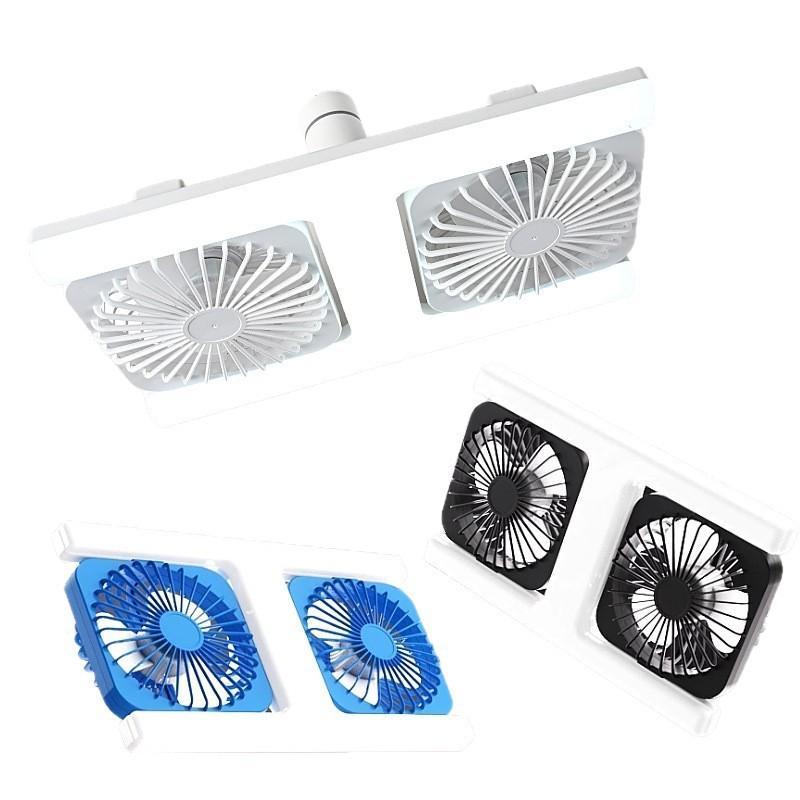Double Row H-Shaped Ceiling Fan Light, E27/e26 Socket, LED Dimmable, Remote Control, Adjustable Angle, Quiet, for Bedroom, Kitchen, Office