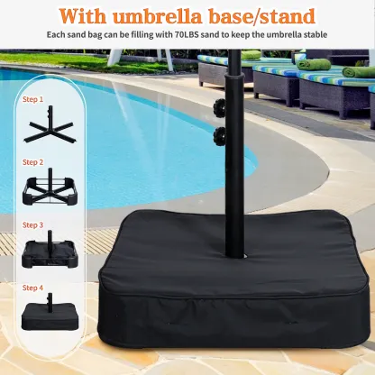 Sombrilla de patio grande de 15 pies (4,5 m) con base incluida; parasol rectangular de doble cara para exteriores con manivela, ideal para piscina, jardín o patio trasero (color caqui).