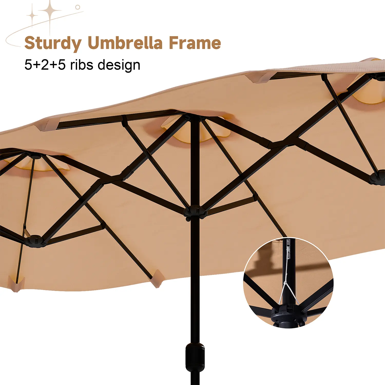 Sombrilla de patio grande de 15 pies (4,5 m) con base incluida; parasol rectangular de doble cara para exteriores con manivela, ideal para piscina, jardín o patio trasero (color caqui).
