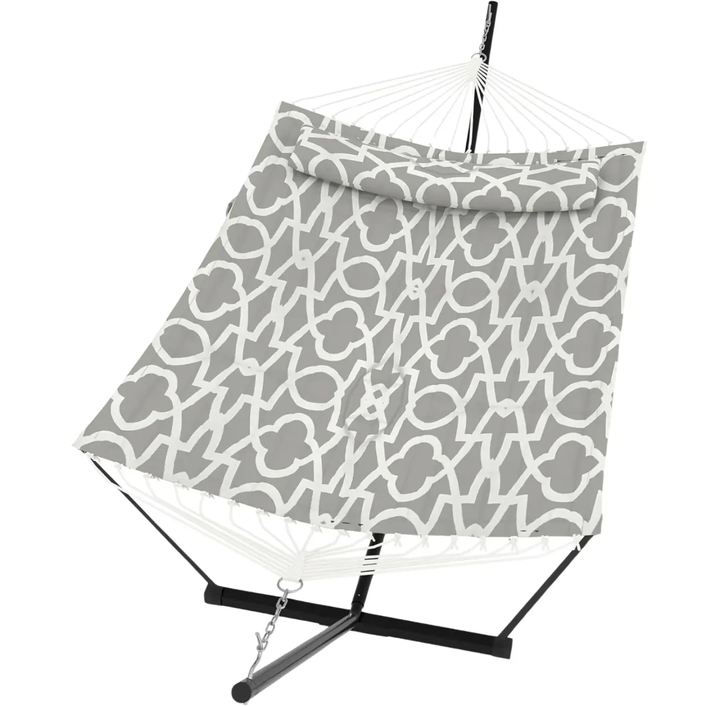 [Oferta de verano] Hamaca doble portátil de alta resistencia para dos personas con almohada y soporte de acero ajustable, capacidad de 215 kg, para patios, jardines, playas y terrazas exteriores. Perfecta para disfrutar del verano, hamacas en el jardín y 
