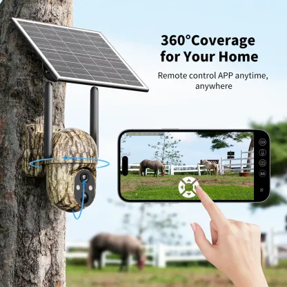 Cámara de seguridad solar inalámbrica 4G, visión nocturna a todo color 2K, vista de 360°, detección de humanos por IA, resistencia al agua IP65, sin necesidad de WiFi, requiere recarga de datos, montaje remoto incluido.