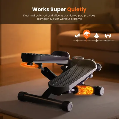 Mini stepper para hacer ejercicio en casa, máquina de step con bandas de resistencia, máquina de cardio compacta, equipo de entrenamiento ajustable para espacios pequeños en el hogar u oficina.