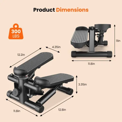 Mini stepper para hacer ejercicio en casa, máquina de step con bandas de resistencia, máquina de cardio compacta, equipo de entrenamiento ajustable para espacios pequeños en el hogar u oficina.