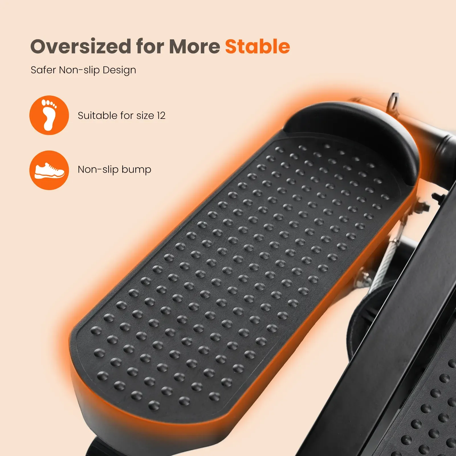 Mini stepper para hacer ejercicio en casa, máquina de step con bandas de resistencia, máquina de cardio compacta, equipo de entrenamiento ajustable para espacios pequeños en el hogar u oficina.