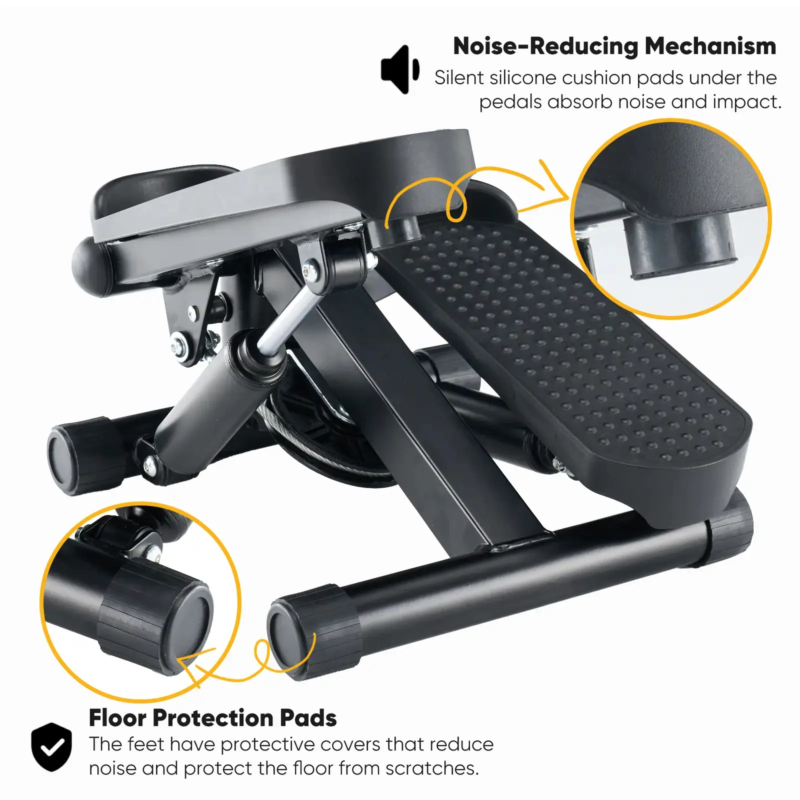 Mini stepper para hacer ejercicio en casa, máquina de step con bandas de resistencia, máquina de cardio compacta, equipo de entrenamiento ajustable para espacios pequeños en el hogar u oficina.