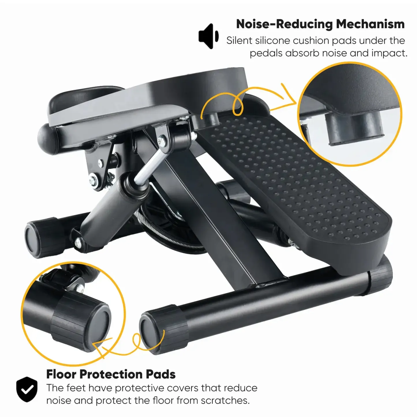 Mini stepper para hacer ejercicio en casa, máquina de step con bandas de resistencia, máquina de cardio compacta, equipo de entrenamiento ajustable para espacios pequeños en el hogar u oficina.