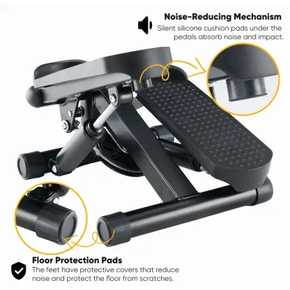 Mini stepper para hacer ejercicio en casa, máquina de step con bandas de resistencia, máquina de cardio compacta, equipo de entrenamiento ajustable para espacios pequeños en el hogar u oficina.