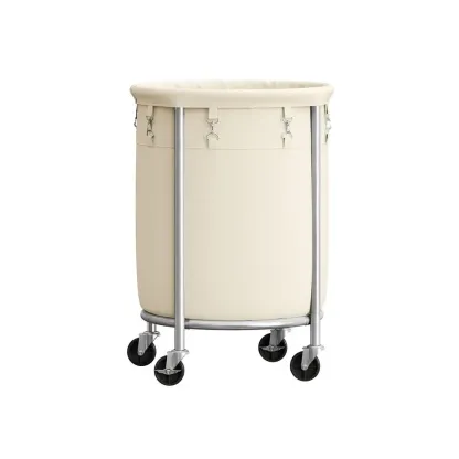 Cesto para la ropa con ruedas, carrito para la ropa con ruedas, carro redondo con estructura de acero y bolsa extraíble, organizador.