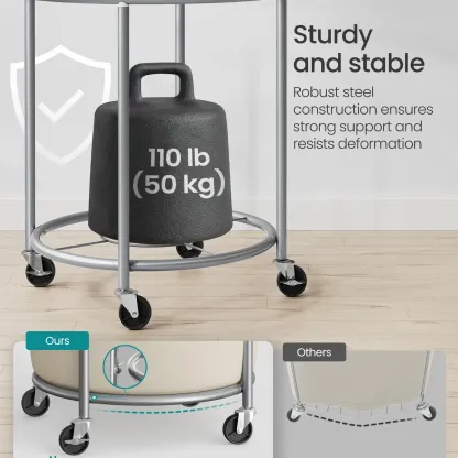 Cesto para la ropa con ruedas, carrito para la ropa con ruedas, carro redondo con estructura de acero y bolsa extraíble, organizador.