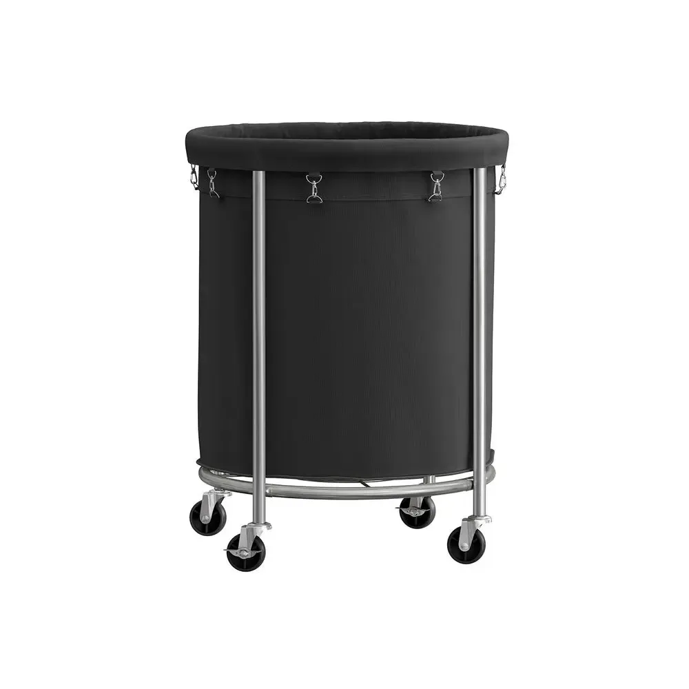 Cesto para la ropa con ruedas, carrito para la ropa con ruedas, carro redondo con estructura de acero y bolsa extraíble, organizador.