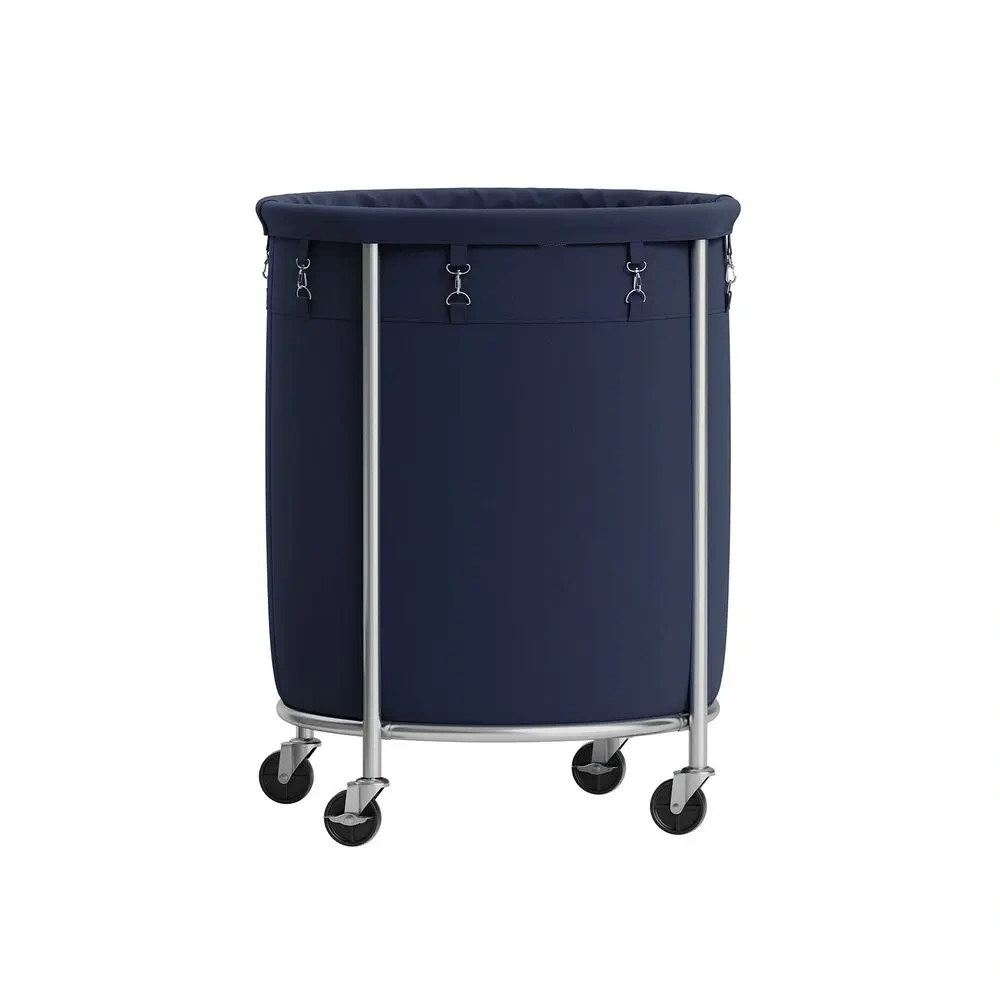 Cesto para la ropa con ruedas, carrito para la ropa con ruedas, carro redondo con estructura de acero y bolsa extraíble, organizador.