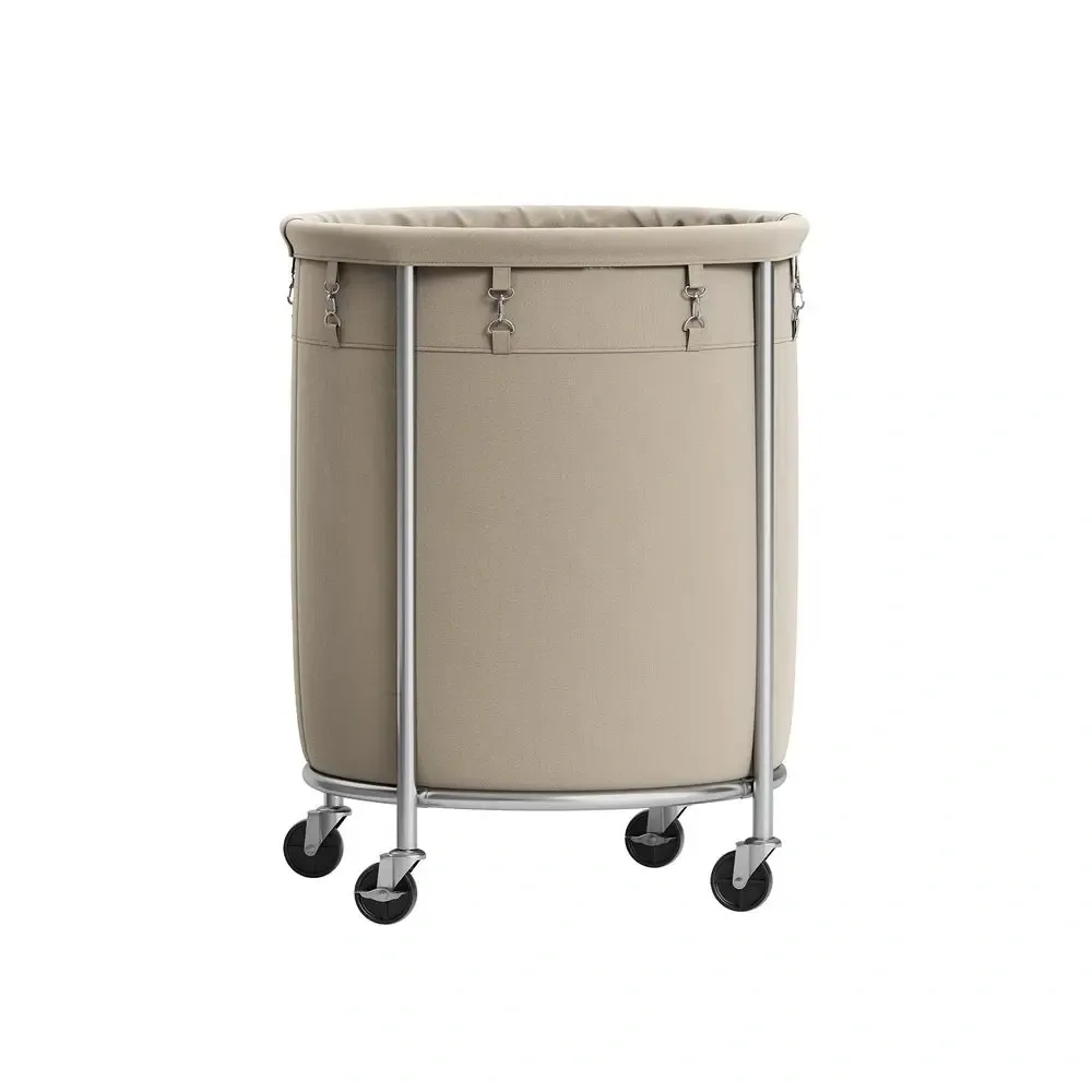Cesto para la ropa con ruedas, carrito para la ropa con ruedas, carro redondo con estructura de acero y bolsa extraíble, organizador.
