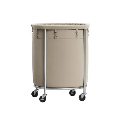 Cesto para la ropa con ruedas, carrito para la ropa con ruedas, carro redondo con estructura de acero y bolsa extraíble, organizador.