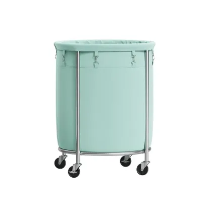 Cesto para la ropa con ruedas, carrito para la ropa con ruedas, carro redondo con estructura de acero y bolsa extraíble, organizador.
