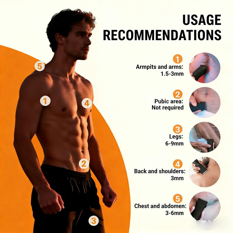  Recortadora de Vello Corporal Eléctrico 4 en 1,Depiladora de vello de ingle inalámbrico para hombres ,Afeitadora Impermeable IPX7, Adecuada para Axilas, Pecho, Piernas y Genitales, Protege tu piel sensible