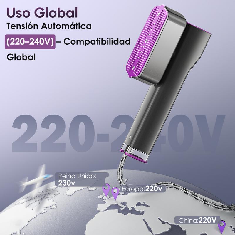 Vaporizador de viaje – Cepillo de vapor y plancha 2 en 1, calentamiento rápido en 15 segundos, elimina arrugas rápidamente, 220–240 V, ideal para viajes y Europa