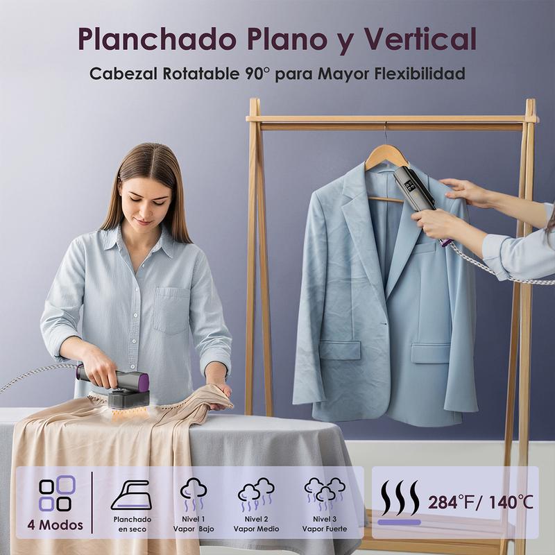 Vaporizador de viaje – Cepillo de vapor y plancha 2 en 1, calentamiento rápido en 15 segundos, elimina arrugas rápidamente, 220–240 V, ideal para viajes y Europa