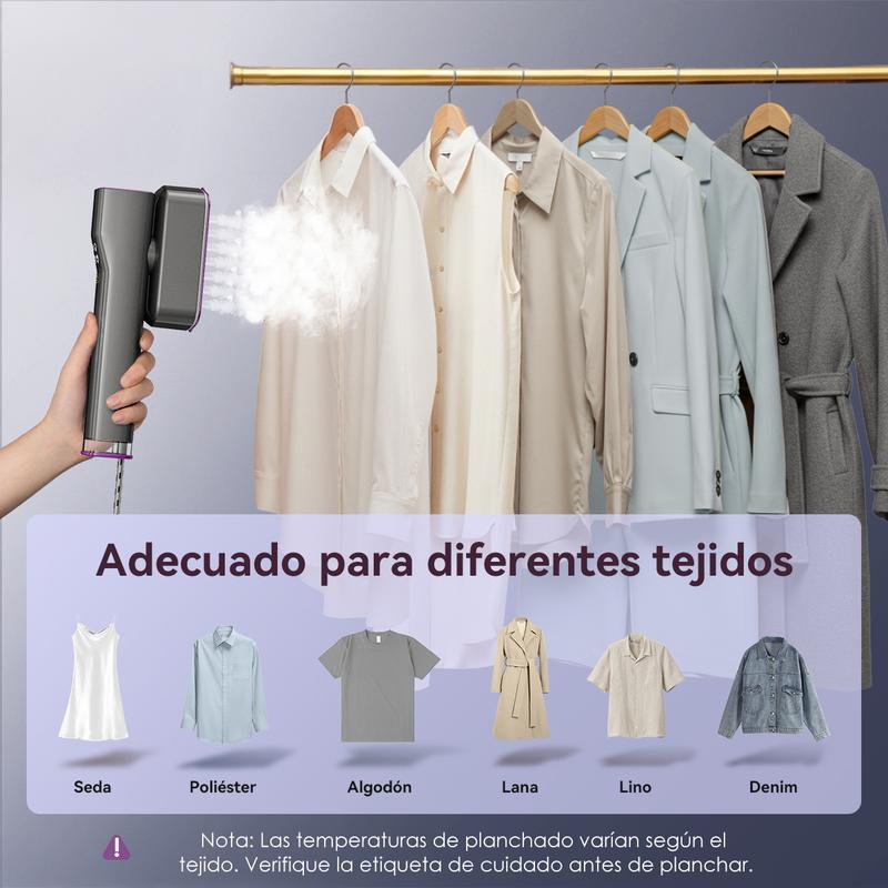 Vaporizador de viaje – Cepillo de vapor y plancha 2 en 1, calentamiento rápido en 15 segundos, elimina arrugas rápidamente, 220–240 V, ideal para viajes y Europa
