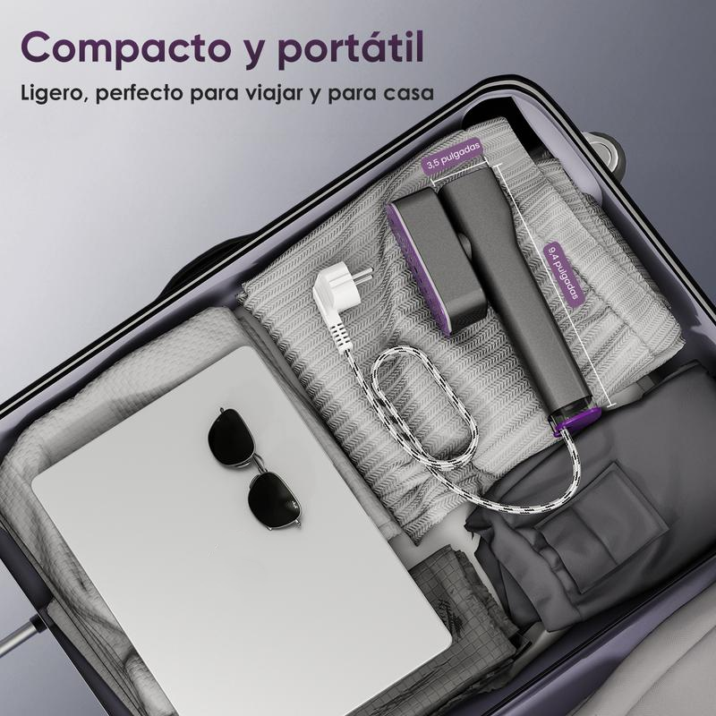 Vaporizador de viaje – Cepillo de vapor y plancha 2 en 1, calentamiento rápido en 15 segundos, elimina arrugas rápidamente, 220–240 V, ideal para viajes y Europa