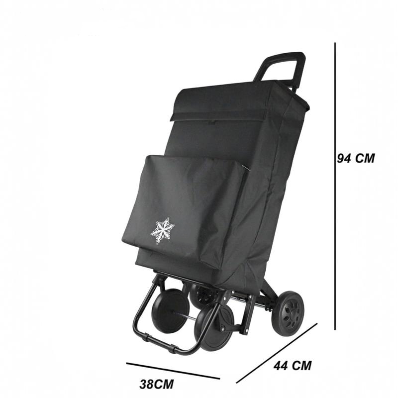Carrito de Compra Plegable con Bolsa Térmica \Impermeable y 4 Ruedas,Ligero, 94x44x38cm,40 litros,Resistente y Reutilizable,Carro de Compra Plegable, 4 Ruedas de Alta Resistencia,Carro Compra. 
