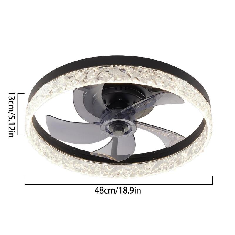 Modern Minimalist Ceiling Fan Light, Variable Speed Quiet Operation, Remote Control Included, 6 Wind Speeds, Three Color Changing Modes