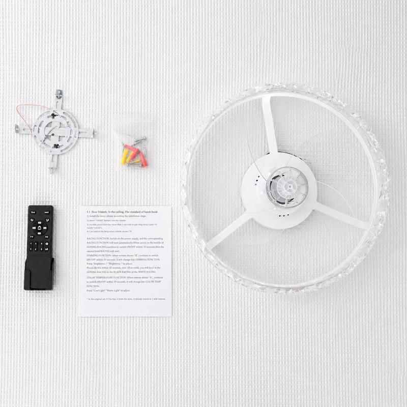 Modern Minimalist Ceiling Fan Light, Variable Speed Quiet Operation, Remote Control Included, 6 Wind Speeds, Three Color Changing Modes