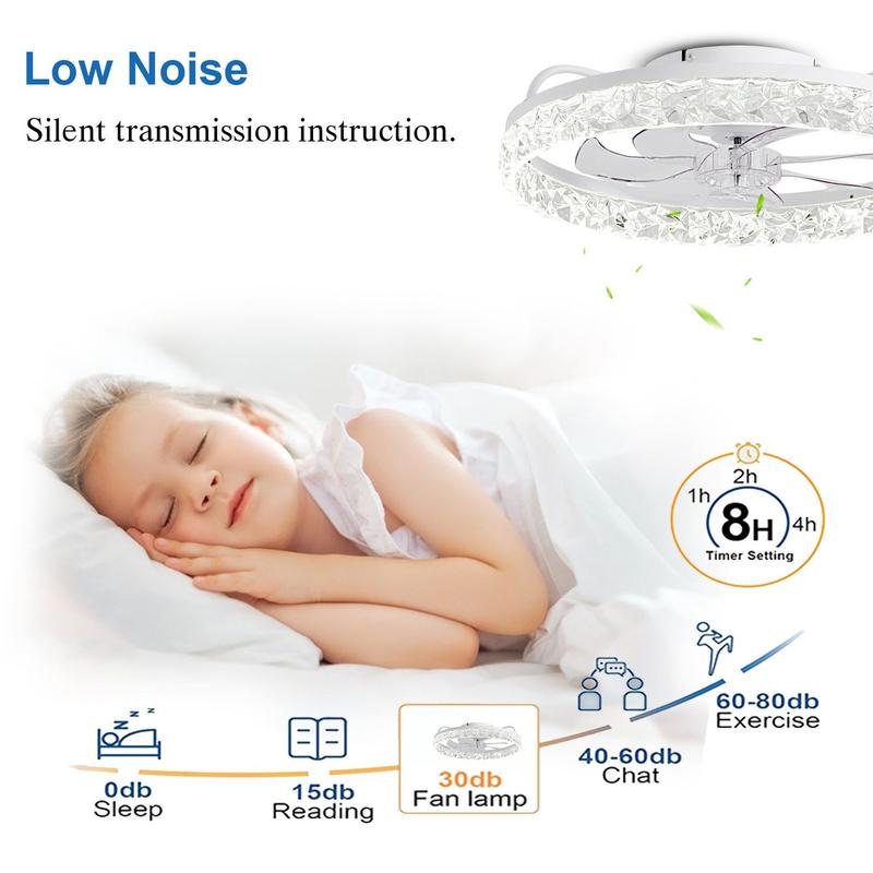 Modern Minimalist Ceiling Fan Light, Variable Speed Quiet Operation, Remote Control Included, 6 Wind Speeds, Three Color Changing Modes