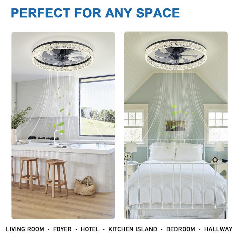 Modern Minimalist Ceiling Fan Light, Variable Speed Quiet Operation, Remote Control Included, 6 Wind Speeds, Three Color Changing Modes