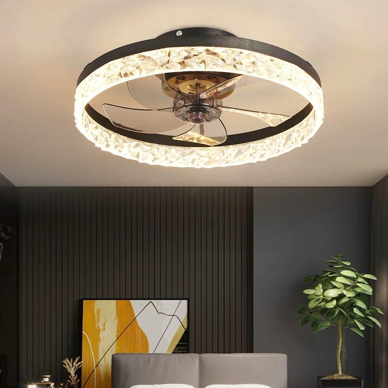 Modern Minimalist Ceiling Fan Light, Variable Speed Quiet Operation, Remote Control Included, 6 Wind Speeds, Three Color Changing Modes