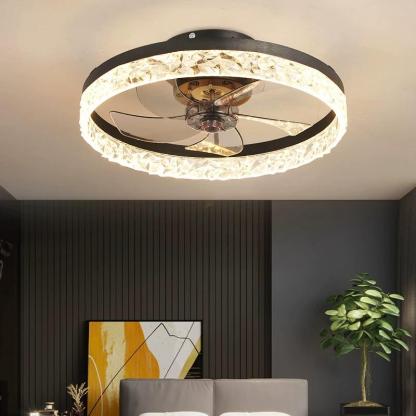 Modern Minimalist Ceiling Fan Light, Variable Speed Quiet Operation, Remote Control Included, 6 Wind Speeds, Three Color Changing Modes
