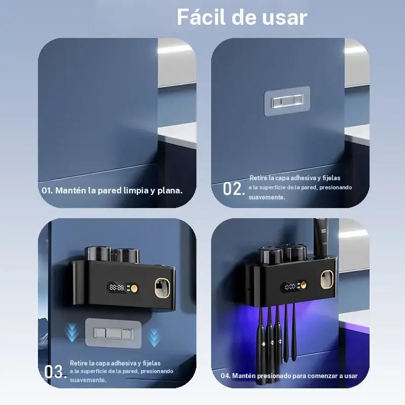 UV Smart Toothbrush Holder With Automatic Toothpaste Dispenser – Wall-Mounted Multifunctional Electric Toothbrush Organizer For Bathroom And Home Use