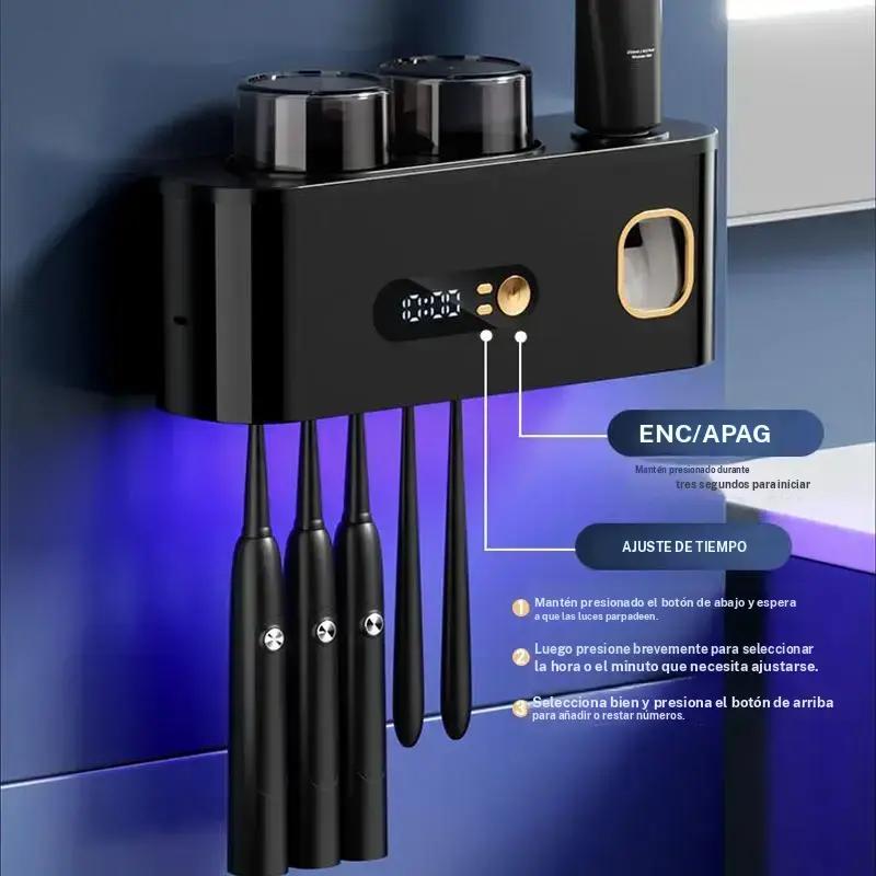 UV Smart Toothbrush Holder With Automatic Toothpaste Dispenser – Wall-Mounted Multifunctional Electric Toothbrush Organizer For Bathroom And Home Use