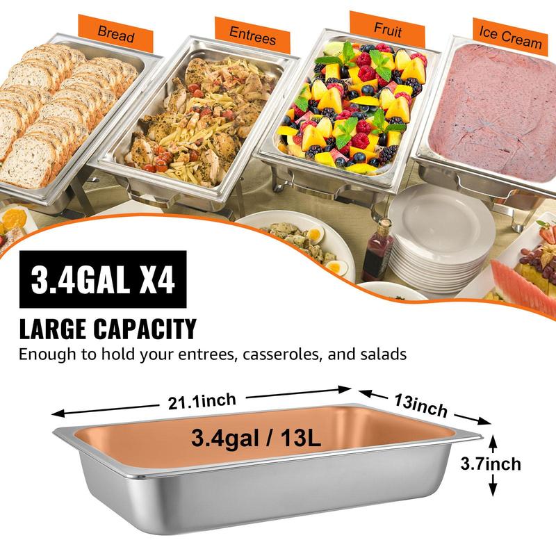 paquete de 4 bandejas para cocción al vapor: bandeja profunda estándar y bandeja profunda para alimentos, bandeja de horno de acero inoxidable, bandejas para hotel, bandeja antiatasco para alimentos