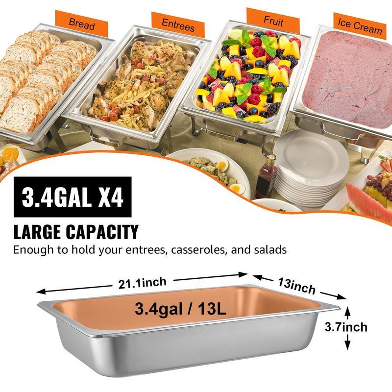 paquete de 4 bandejas para cocción al vapor: bandeja profunda estándar y bandeja profunda para alimentos, bandeja de horno de acero inoxidable, bandejas para hotel, bandeja antiatasco para alimentos