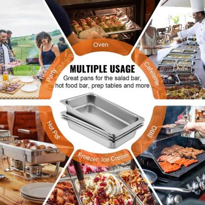 paquete de 4 bandejas para cocción al vapor: bandeja profunda estándar y bandeja profunda para alimentos, bandeja de horno de acero inoxidable, bandejas para hotel, bandeja antiatasco para alimentos