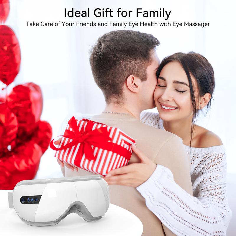 Masajeador Ocular con Calor y Masaje con Globos, Función de Indicaciones por Voz con Música Inalámbrica, Protector Ocular Recargable, Máscara Ocular, Regalos de Cumpleaños