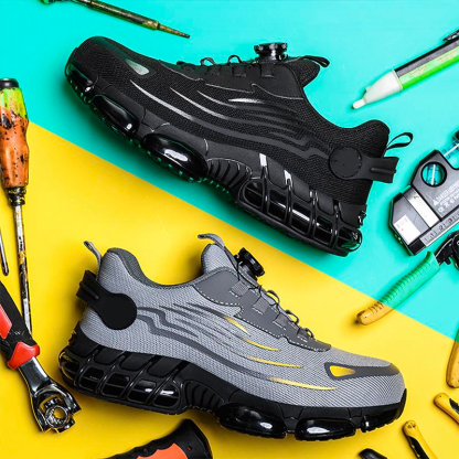 Zapatos con punta de acero para hombre, zapatillas de trabajo de seguridad cómodas, zapatos industriales antideslizantes, zapatos ligeros a prueba de perforaciones
