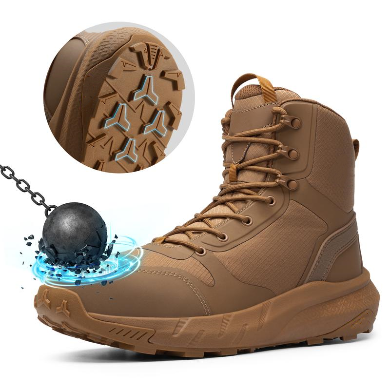 Botas de trabajo de seguridad para hombre con puntera de nanocompuesto, cremallera lateral, para construcción y almacén, color negro, para todas las estaciones, con puntera redonda y cierre de cordones. Calzado cerrado para trabajadores.
