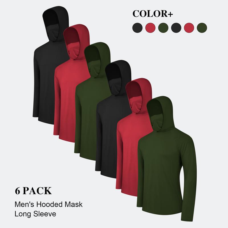 Sudaderas con capucha casuales para hombre, paquete de 6, multicolor, manga larga, ligeras, con protección solar UPF, suaves, transpirables y de secado rápido. Incluyen mascarilla. Ideales para múltiples ocasiones. Conjunto de ropa para hombre con estilo.